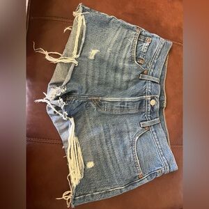 Levi's Light Blue Distressed Jean Shorts 501 Button Fly